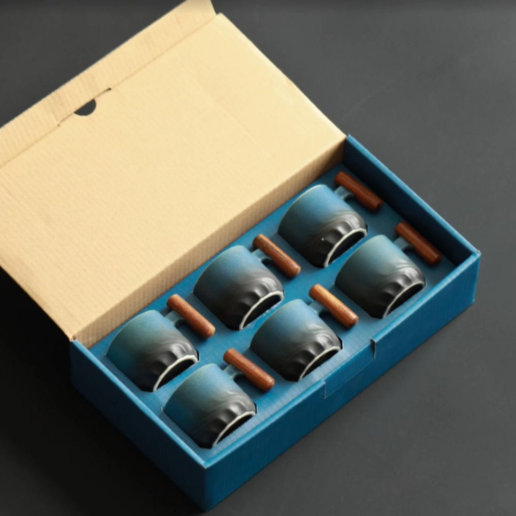 Best Tea Coffee - 6pcs/lot Wooden-handled Tea Mugs 70ml Exquisite