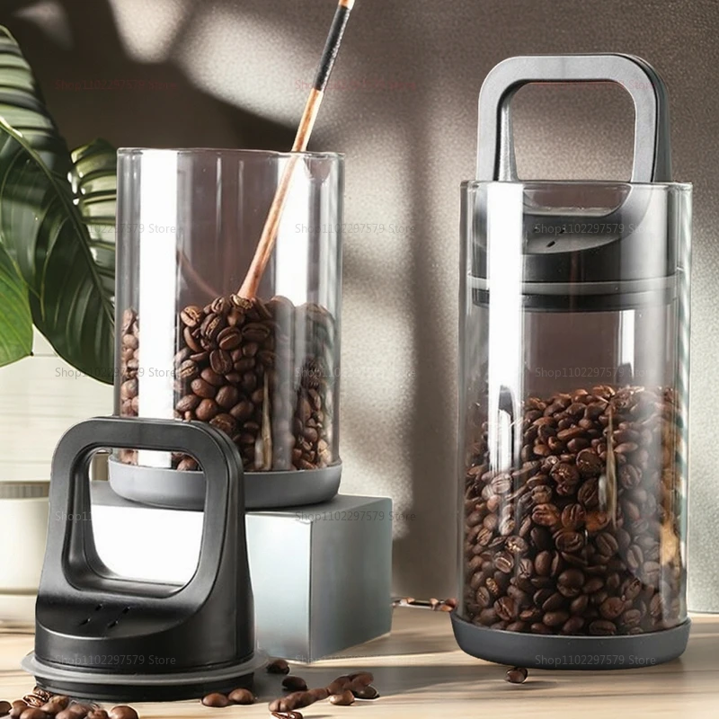 Coffee Tea And Sugar Canisters - Coffee Beans Vacuum Sealed Tank Transparent