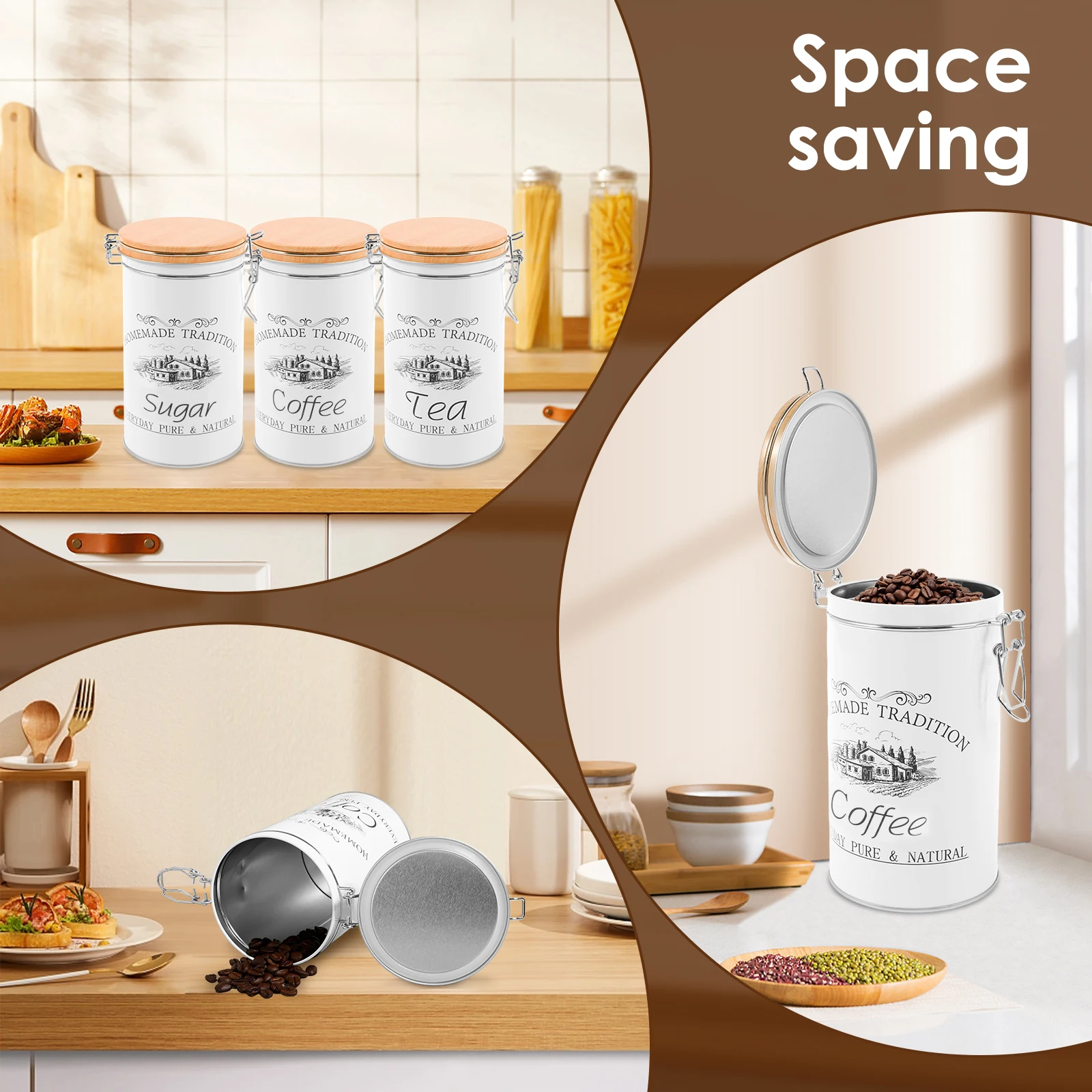 3Pcs/Set Tea Coffee Sugar Cani - Coffee Tea And Sugar Canisters recension och pris