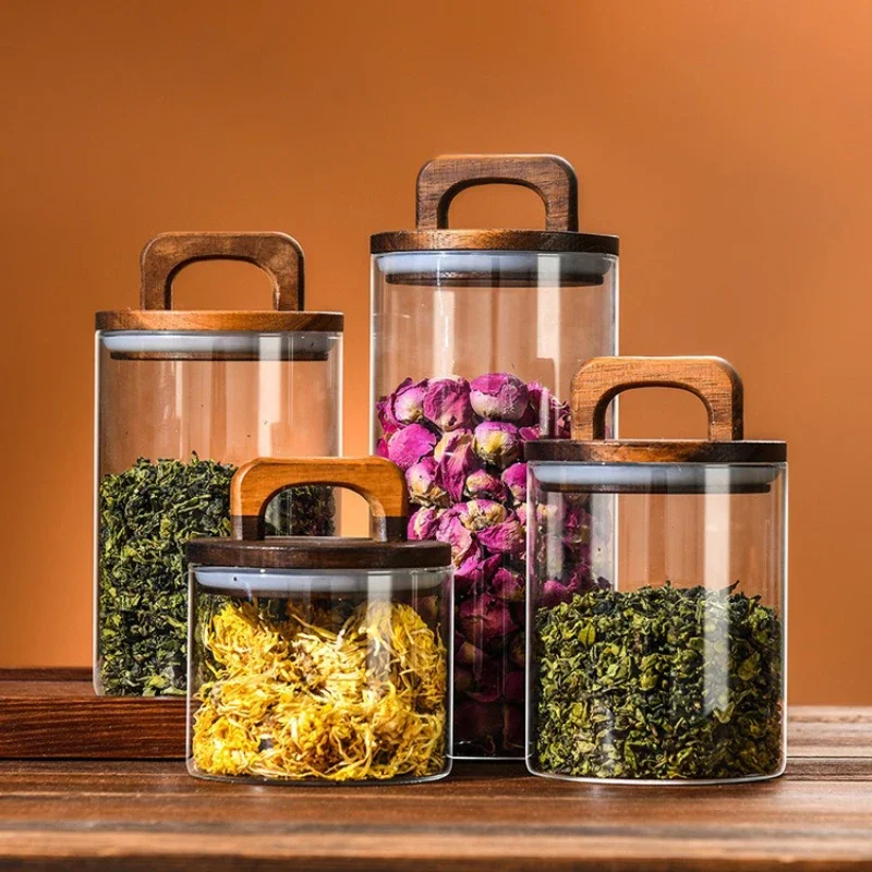 Clear Glass Jar with Bamboo Li - Coffee Tea And Sugar Canisters recension och pris
