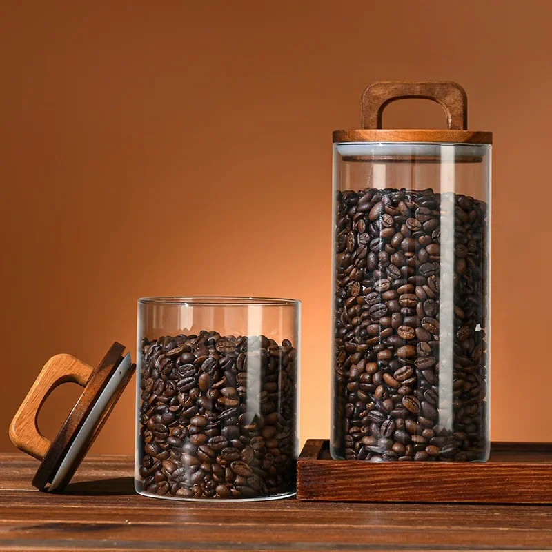Clear Glass Jar with Bamboo Li - Coffee Tea And Sugar Canisters recension och pris