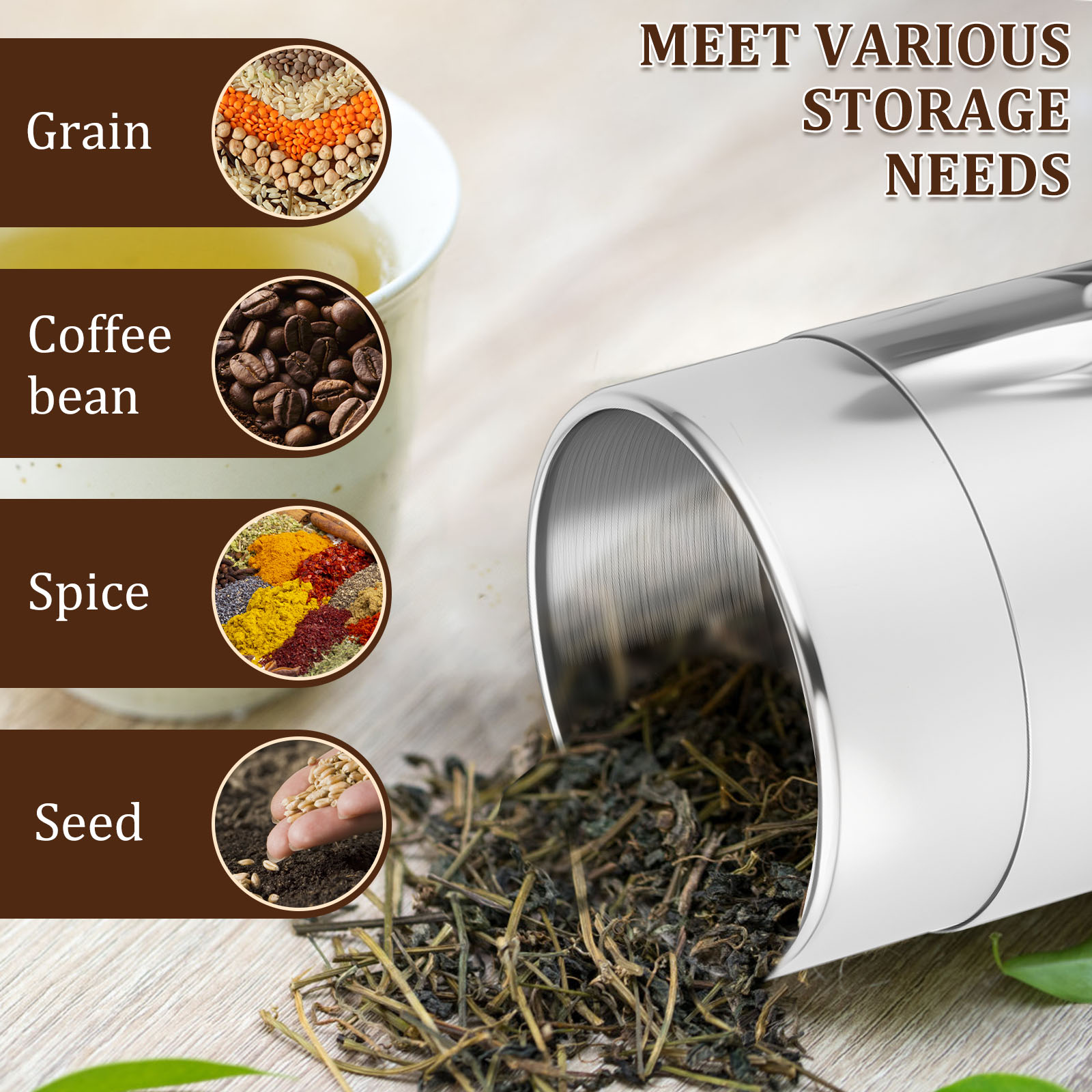 Stainless Steel Tea Leaf Tins  - Coffee Tea And Sugar Canisters recension och pris