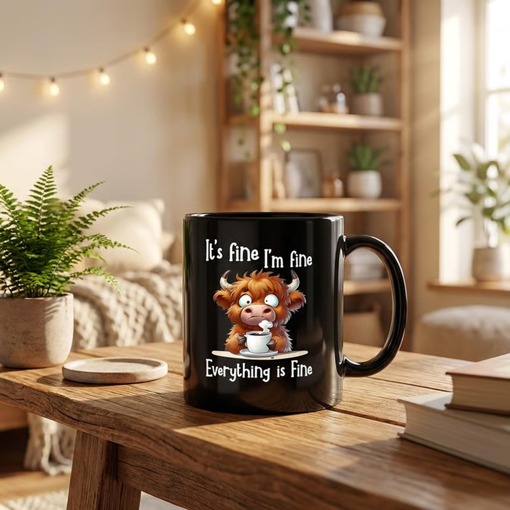 Anxious Scottish Highland Cow  - Coffee And Tea Quotes Funny recension och pris