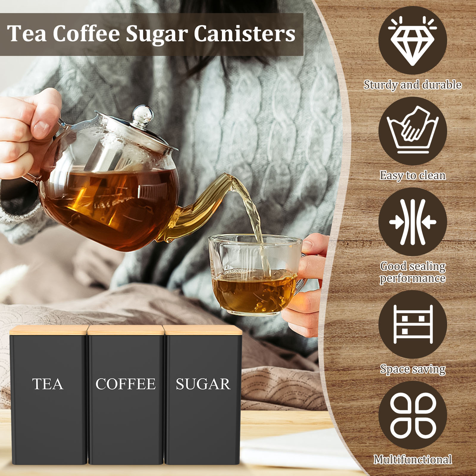 Coffee Bean Storage Jar Metal  - Coffee Tea And Sugar Canisters recension och pris