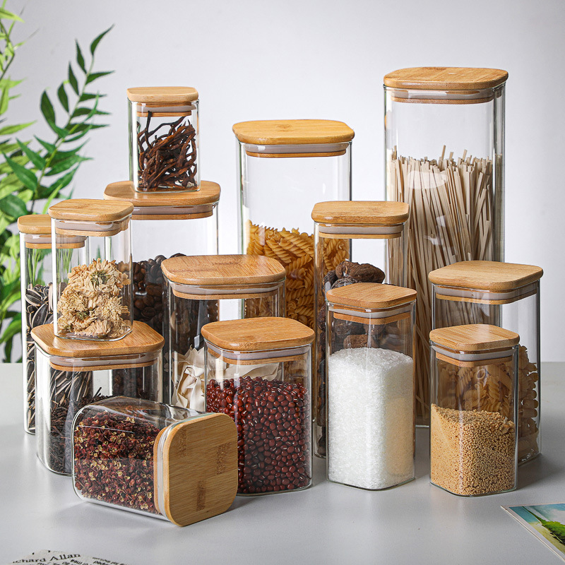 Bamboo Glass Tins Transparent  - Coffee Tea And Sugar Canisters recension och pris