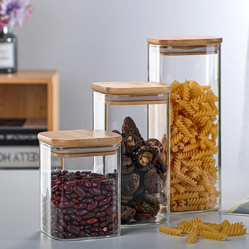 Bamboo Glass Tins Transparent  - Coffee Tea And Sugar Canisters recension och pris